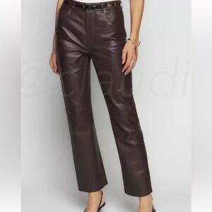 Reformation x Veda Leather Straight Leg Pants